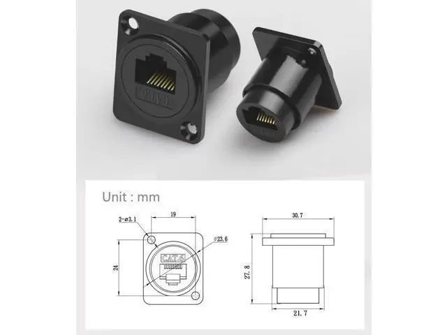 Alt view image 6 of 6 - Vszerda RJ45 Panel Mount Adapter - 8P8C Female-to-Female Connector, Compatible with CAT6A/CAT6/CAT5E/CAT5, XLR/D-Panel Mountable, Network Port Extender for LAN (5 Packs)
