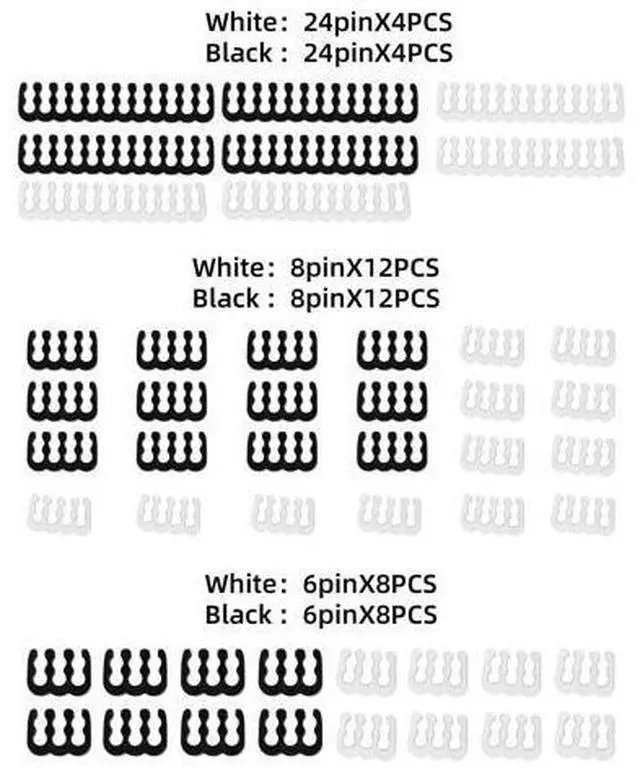 Alt view image 2 of 14 - Vszerda Cable Comb Kit,PSU Cable Combs,CPU Cable Management,48 pcs Set 24-pin x 8,8-pin x 24,6-pin x 16,3mm up to 3.4mm black