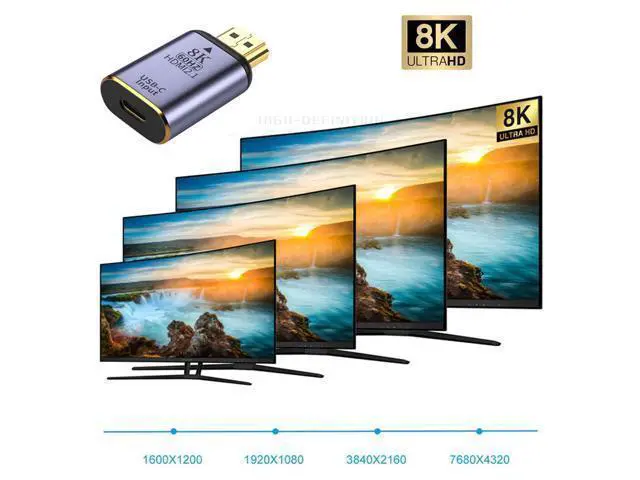 Alt view image 3 of 7 - Vszerda USB-C Type C Female Source to HDMI Sink HDTV Adapter 8K@60hz 4K@120hz for Tablet & Phone & Laptop