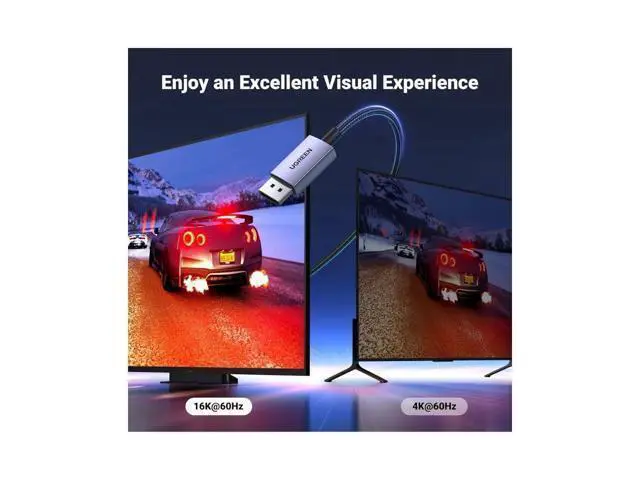 Alt view image 3 of 7 - UGREEN 16K 3.3FT DisplayPort Cable 2.1 DP2.1 40Gbps Support 8K@240Hz 4K@240Hz HDR, HDCP, DSC 1.2a, Braided Display Port Cable Cord Compatible FreeSync G-Sync Video Card Monitor