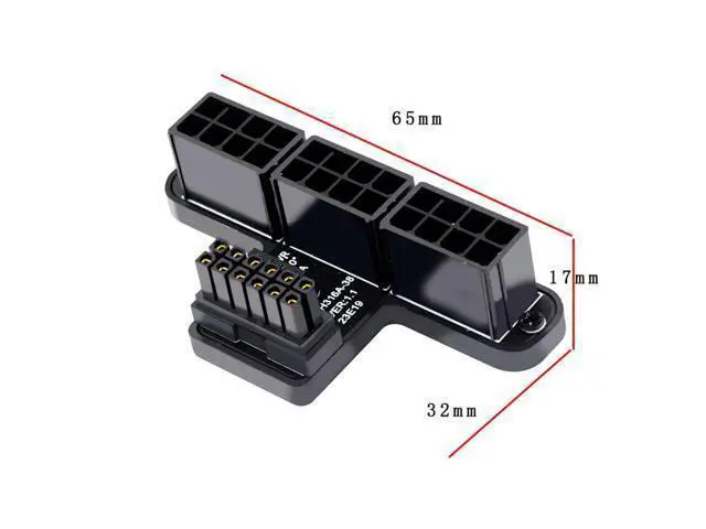 Alt view image 3 of 7 - Vszerda ATX3.0 GPU PCI-E 5.0 Connector, 90 Degree Down Angled 12V HPWR Power Modular to Three ATX 8P Adapter for 4080 5090TI 12+4P Graphics Card