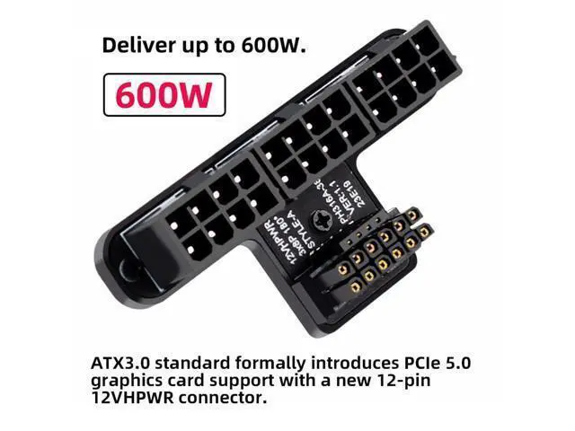Alt view image 4 of 7 - Vszerda ATX3.0 GPU PCI-E 5.0 Connector, 90 Degree Down Angled 12V HPWR Power Modular to Three ATX 8P Adapter for 4080 5090TI 12+4P Graphics Card