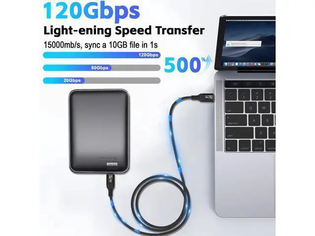 Alt view image 2 of 7 - Vszerda 120Gbps Thunderbolt 5 USB5 Cable 6.6FT 240W Fast Charging & 16K Video Display USB C Male to Male USB4 2gen Cord for MacBook Pro, iPad Pro, iPhone 17/16, SSD, Hub, eGPU, Dock, More