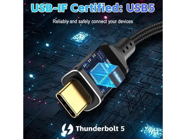 Alt view image 5 of 7 - Vszerda 120Gbps Thunderbolt 5 USB5 Cable 6.6FT 240W Fast Charging & 16K Video Display USB C Male to Male USB4 2gen Cord for MacBook Pro, iPad Pro, iPhone 17/16, SSD, Hub, eGPU, Dock, More