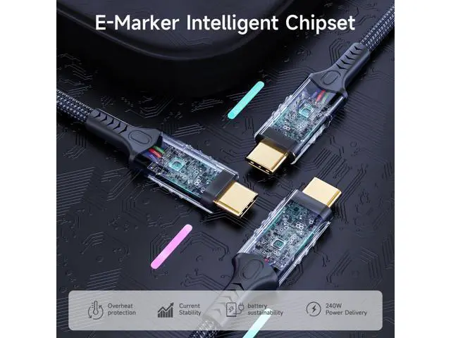 Alt view image 5 of 7 - long usb c to usb c cable 10ft/3 M Compatible With Thunderbolt 4/3,usb4 cable 40gbps data,type c 240W fast charging,8K/4K HD Video for Monitor,usbc male to male apply to Laptop,Hub,Tablet,Smartphone.