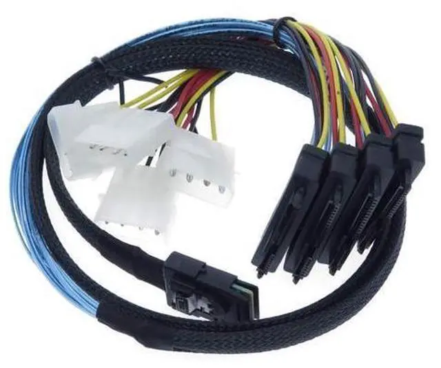 Main image of Vszerda Mini SAS to SAS Cable Internal Breakout Cable SFF-8087 to SFF-8482 with 4X Molex Power Connectors for Raid Controller to Hard Drive 3.3FT