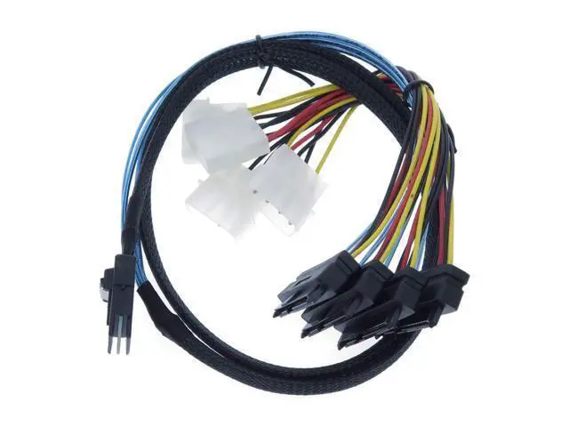 Alt view image 2 of 4 - Vszerda Mini SAS to SAS Cable Internal Breakout Cable SFF-8087 to SFF-8482 with 4X Molex Power Connectors for Raid Controller to Hard Drive 3.3FT