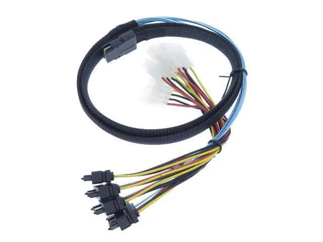 Alt view image 3 of 4 - Vszerda Mini SAS to SAS Cable Internal Breakout Cable SFF-8087 to SFF-8482 with 4X Molex Power Connectors for Raid Controller to Hard Drive 3.3FT