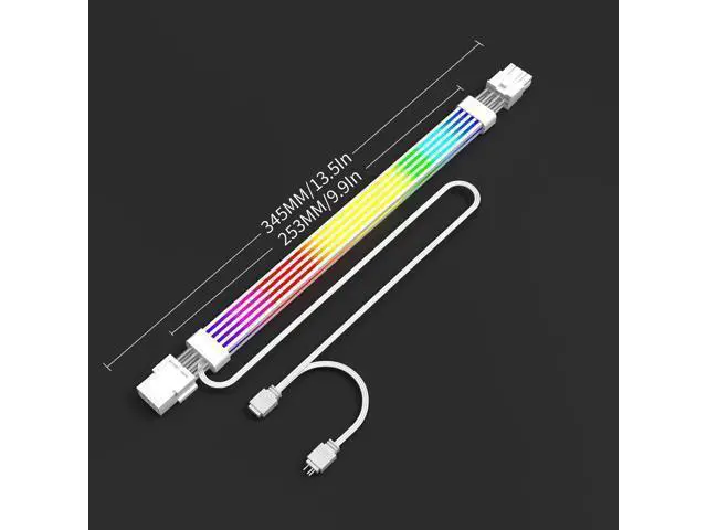 Alt view image 7 of 7 - Vszerda 8 Pin RGB GPU Cable,RGB PSU Cables Extension - Addressable 5V3Pin ARGB PC Case Decor for RTX 3060 4060 4070 Radeon RX 6600 580 Graphics Card Power Supply White