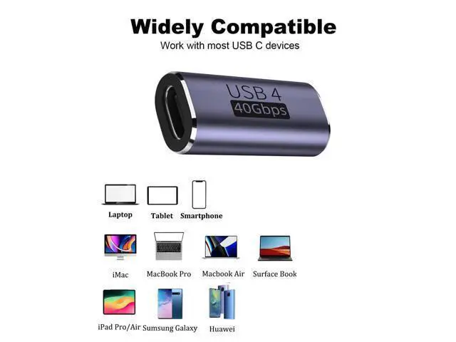 Alt view image 2 of 5 - Vszerda 3pack usbc Female to Female Adapter - USB C Coupler with 240W Fast Charging & 40Gbps Data Transfer, Type c Extender with 8k@60hz Video, Compatible for MacBook, ipad, Thunderbolt 4/3