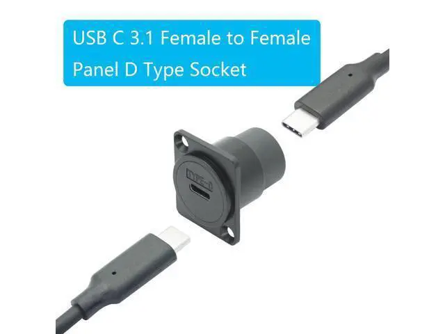 Alt view image 4 of 7 - Vszerda 2Pcs USB 3.1 Panel Mount Connector Socket, D-Type USB Type C Female to Female Panel Fixed Pass Through Module with Install Screw, 10Gbps High Speed Data Extension Adapter