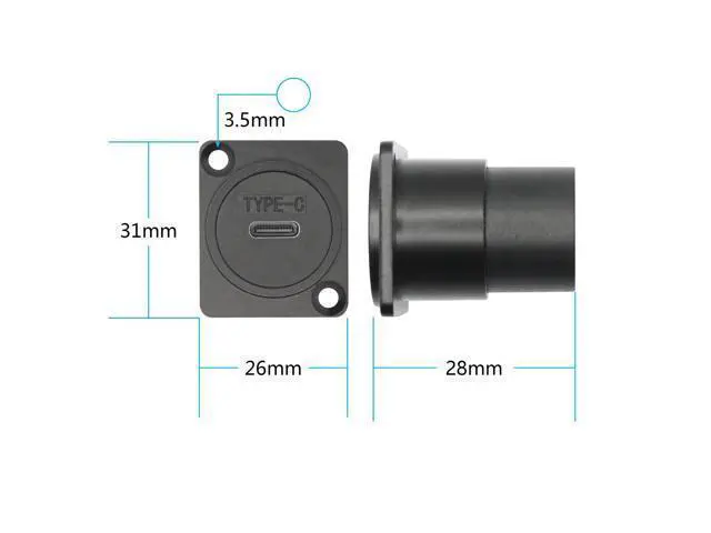 Alt view image 7 of 7 - Vszerda 2Pcs USB 3.1 Panel Mount Connector Socket, D-Type USB Type C Female to Female Panel Fixed Pass Through Module with Install Screw, 10Gbps High Speed Data Extension Adapter