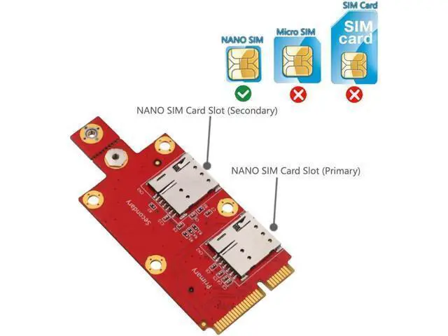 Alt view image 5 of 7 - Vszerda M.2 (NGFF) Key B to Mini PCI-E Adapter for 3G/4G/5G Module with Dual Nano SIM Card Slot (with 2 Nano SIM Card Slots)