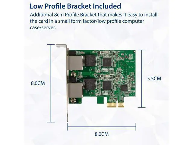 Alt view image 5 of 6 - Vszerda Dual 2.5 Gigabit Ethernet PCI-E Network Expansion Card RJ45 LAN Adapter Low Profile Bracket SD-PEX24066