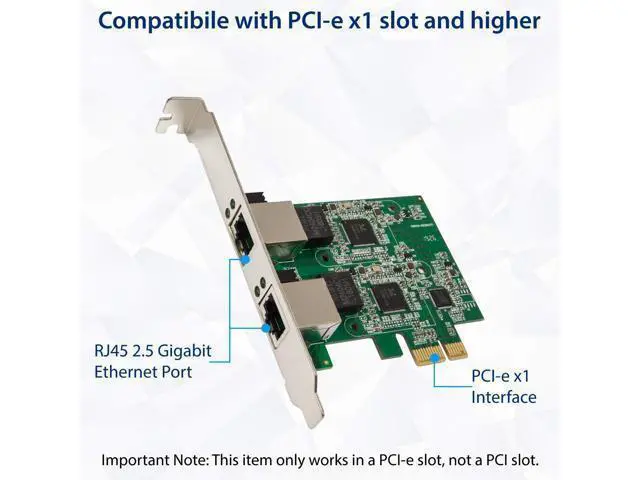 Alt view image 6 of 6 - Vszerda Dual 2.5 Gigabit Ethernet PCI-E Network Expansion Card RJ45 LAN Adapter Low Profile Bracket SD-PEX24066