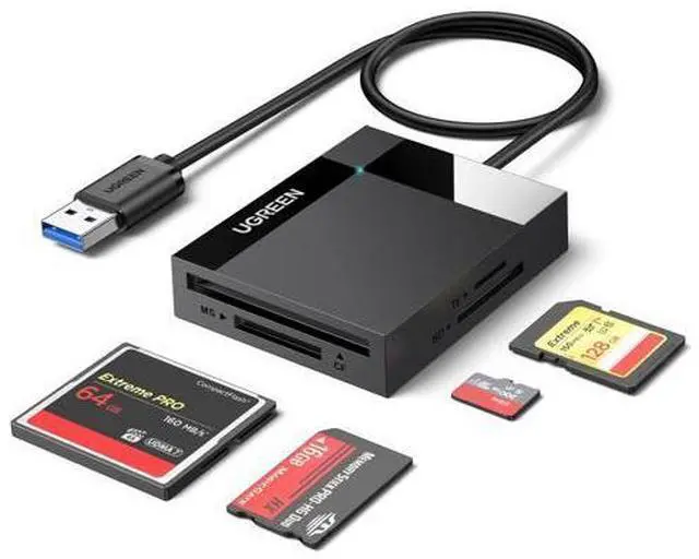 Main image of UGREEN SD Card Reader USB 3.0 Card Hub Adapter 5Gbps Read 4 Cards Simultaneously CF, CFI, TF, SDXC, SDHC, SD, MMC, Micro SDXC, Micro SD, Micro SDHC, MS, UHS-I (Black)