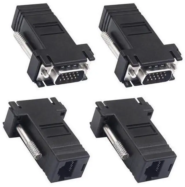 Main image of Vszerda VGA Extender Over Ethernet Adapter, 4-Pack VGA to RJ45 Adapter 15 Pin Male Plug to CAT5 CAT6 Female Network Cable Extender Adapter for Multimedia Video