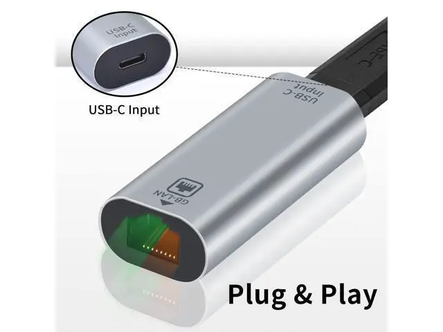 Alt view image 5 of 6 - Vszerda USB C to RJ45 Ethernet Adapter Gigabit, RJ45 Female to USB C Female Adapter, Up to 1000/100/10Mbps Ethernet LAN Network Adapter Compatible for iPad, MacBook Pro, 1Pack