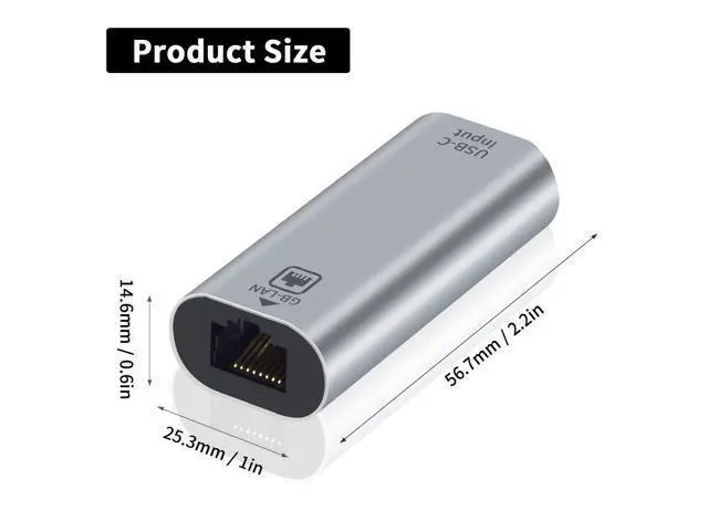Alt view image 6 of 6 - Vszerda USB C to RJ45 Ethernet Adapter Gigabit, RJ45 Female to USB C Female Adapter, Up to 1000/100/10Mbps Ethernet LAN Network Adapter Compatible for iPad, MacBook Pro, 1Pack