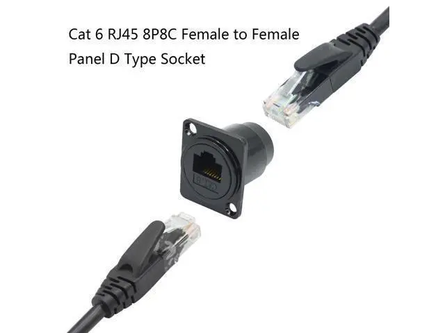 Alt view image 3 of 6 - Vszerda 2Pcs RJ45 Panel Mount Connector, D-Type RJ45 Cat6 Female to Female Through Socket with Install Screw, Ethernet Extension Coupler Adapter