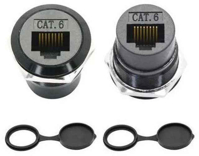 Main image of Vszerda RJ45 Cat 6 Panel Mount Connector Adapter, RJ45 Female to Female Through Module Threaded Fixing Mount Socket with Dustcap, Gigabit Network Ethernet Extension Coupler Adapter - 2Pcs