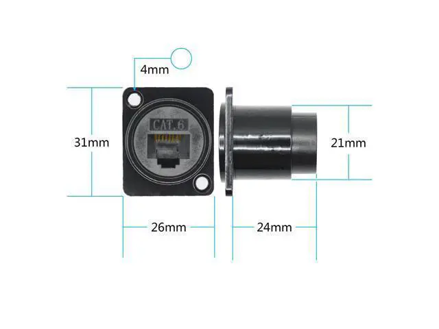Alt view image 6 of 6 - Vszerda 2Pcs RJ45 Panel Mount Connector, D-Type RJ45 Cat6 Female to Female Through Socket with Install Screw, Ethernet Extension Coupler Adapter