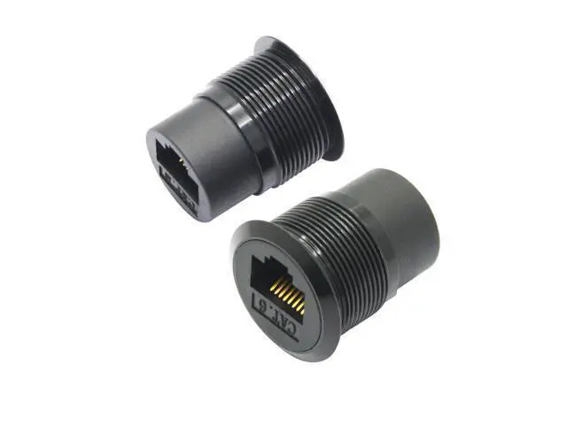 Alt view image 2 of 7 - Vszerda RJ45 Cat 6 Panel Mount Connector Adapter, RJ45 Female to Female Through Module Threaded Fixing Mount Socket with Dustcap, Gigabit Network Ethernet Extension Coupler Adapter - 2Pcs