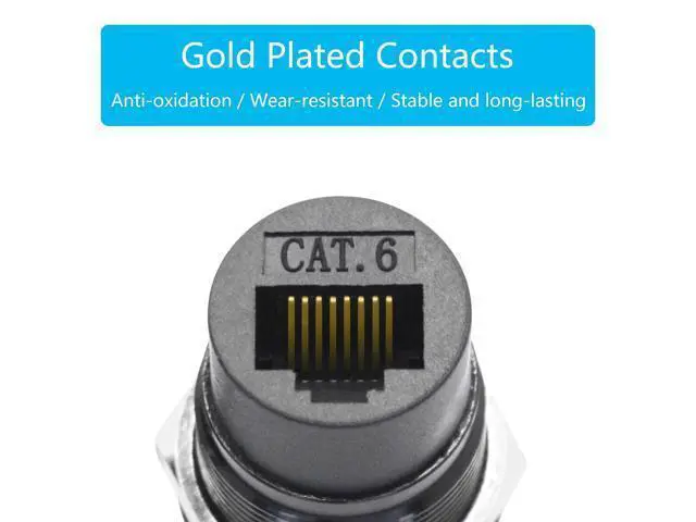 Alt view image 3 of 7 - Vszerda RJ45 Cat 6 Panel Mount Connector Adapter, RJ45 Female to Female Through Module Threaded Fixing Mount Socket with Dustcap, Gigabit Network Ethernet Extension Coupler Adapter - 2Pcs
