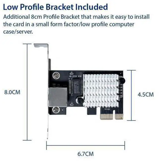 Alt view image 5 of 12 - Vszerda 2.5 Gigabit Ethernet PCI Express PCI-E Network Interface Card 10/100/1000/25000 Mbps RJ45 LAN Intel I225 Chipset, Black (SY-PEX24076)