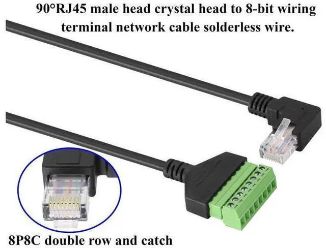 Alt view image 4 of 7 - Vszerda 90 Degree (Right Bend) RJ45 Male to 8PIN Terminal Block Solderless Cable DVR Ethernet Connector RJ45 Screw Terminal Adapter Cable Cat6 Cat5 Ethernet Cable Extender Adapter(2 Pack/30cm-Right)