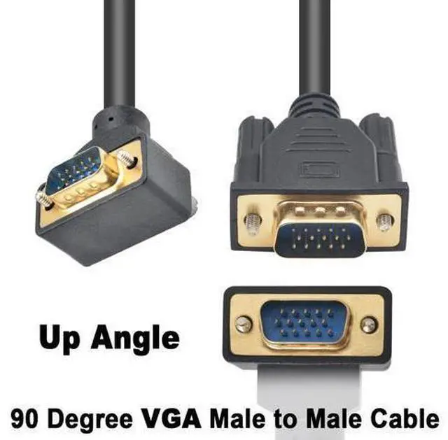 Alt view image 2 of 14 - Vszerda VGA Cable Male to Male 5ft, 90 Degree VGA Cable Up Angle 15 Pin Male to Male Monitor Cable Support 1080P for Computer PC Laptops TV Projectors