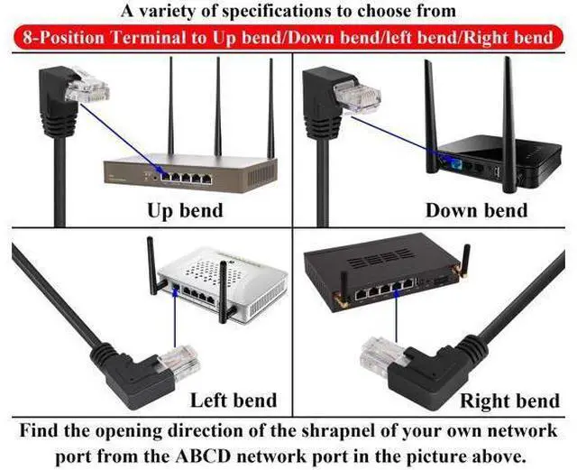 Alt view image 6 of 7 - Vszerda 90 Degree (Right Bend) RJ45 Male to 8PIN Terminal Block Solderless Cable DVR Ethernet Connector RJ45 Screw Terminal Adapter Cable Cat6 Cat5 Ethernet Cable Extender Adapter(2 Pack/30cm-Right)