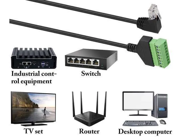 Alt view image 7 of 7 - Vszerda RJ45 Screw Terminal Adapter Cable,90 Degree (Up Bend) RJ45 Male to 8-Pin Screw Block Terminal Connector Extender for Cat5/6/7 Ethernet Extender AV CCTV DVR Network Adapter.(2Pack/30cm-UP)