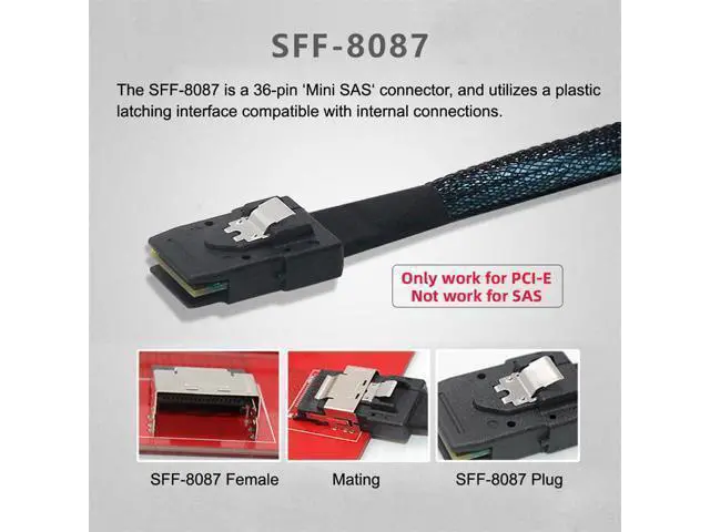 Alt view image 3 of 7 - Vszerda Oculink PCIe PCI-Express SFF-8611 4i to SFF-8087 36Pin Cable, PCIE Slimline SSD Data Cord Active 50cm