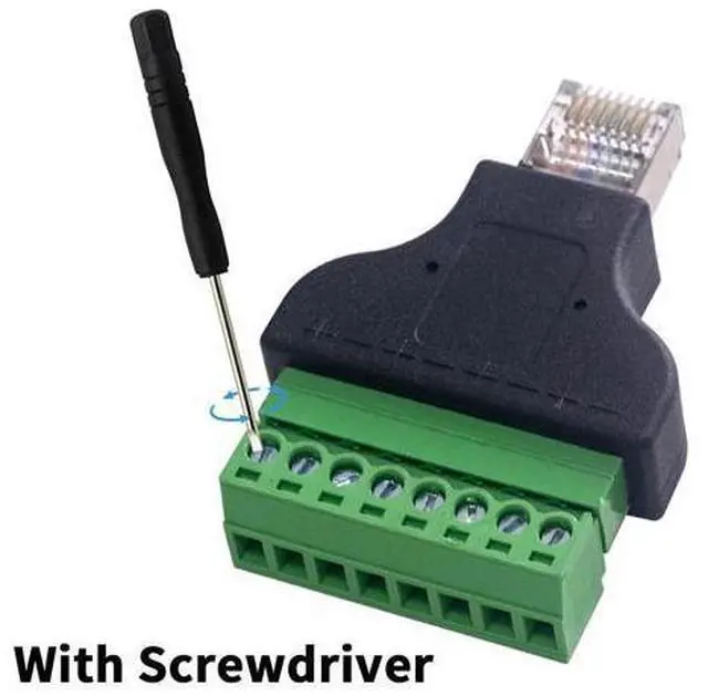 Alt view image 3 of 7 - Vszerda RJ45 Screw Terminal Adapter 2-Pack, Network Ethernet Adapter, RJ45 Breakout Board 8p8c Male to 8 Pin AV Terminal Screw Converter Block Plug for CCTV, Cat5, Cat6