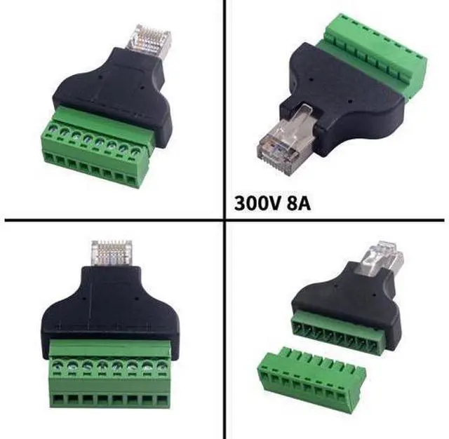 Alt view image 5 of 7 - Vszerda RJ45 Screw Terminal Adapter 2-Pack, Network Ethernet Adapter, RJ45 Breakout Board 8p8c Male to 8 Pin AV Terminal Screw Converter Block Plug for CCTV, Cat5, Cat6