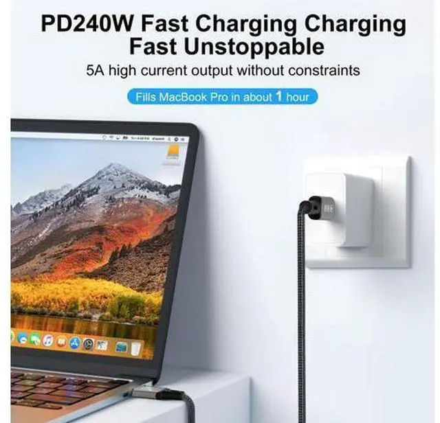 Alt view image 4 of 7 - Vszerda USB4 Cable with Thunderbolt 4, 240W Charging, 40Gbps Data, 8K@60Hz 4K120Hz HDR, PD3.1, USB C to USB C, for MacBook M1-M3, Mac Studio, Laptops, Monitor 2M