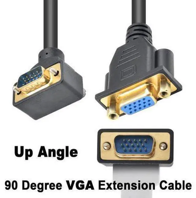 Alt view image 2 of 14 - Vszerda VGA Extension Cable, 90 Degree Up Angle VGA Cable Male to Female Extension Extender Cable 1080P Full HD for PC TV Projector,1.5ft