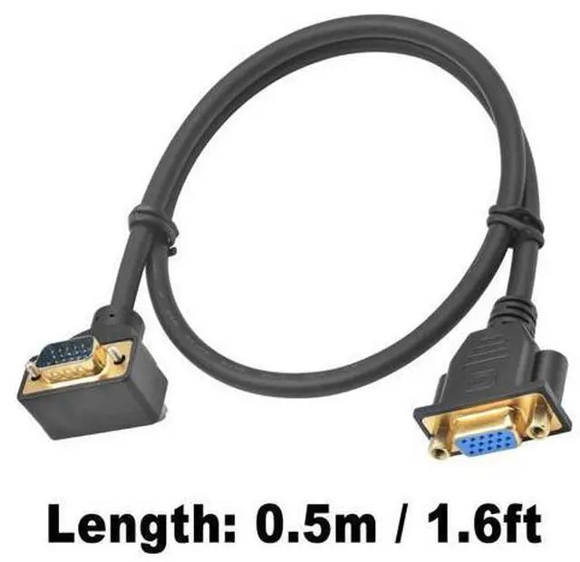 Alt view image 7 of 14 - Vszerda VGA Extension Cable, 90 Degree Up Angle VGA Cable Male to Female Extension Extender Cable 1080P Full HD for PC TV Projector,1.5ft