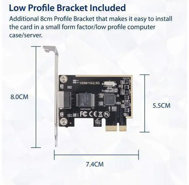Alt view image 5 of 6 - Vszerda 2.5 Gigabit Ethernet PCI Express PCI-E Network Interface Card 10/100/1000/25000 Mbps RJ45 LAN SI-PEX24059