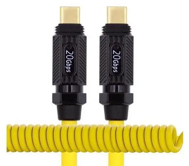Main image of Vszerda Stretch Coiled Silicone 140W USB-C USB4 Cable 20Gbps 8K Type-C Male to Male Cable Power & Data for Gaming Keyboard Mouse 1.8m/6ft