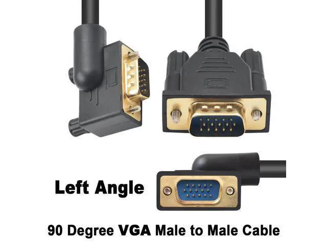 Alt view image 2 of 7 - Vszerda VGA to VGA Cable 5ft, 90 Degree VGA Cable, Left Angle VGA Cord, 15 PIN VGA Monitor Cable, Computer Monitor Cable,VGA Male to Male Cord 1080p High Resolution