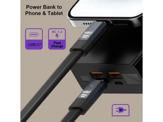 Alt view image 4 of 14 - Vszerda USB3.1 Type-A Male Host to Type-C Male 10Gbps Flat Slim FPC USB-C Data Power Cable 5V3A Compatible with Laptop Phone Disk (100cm)