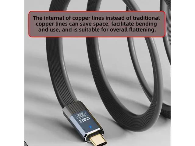 Alt view image 6 of 14 - Vszerda USB3.1 Type-A Male Host to Type-C Male 10Gbps Flat Slim FPC USB-C Data Power Cable 5V3A Compatible with Laptop Phone Disk (100cm)