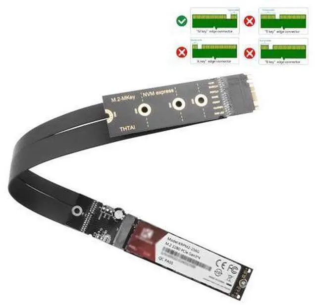 Alt view image 5 of 6 - Vszerda M.2 NVMe SSD Extension Cable M2 M-Key NVME Male to Female Adapter for Motherboard SSD 2230/2242/2260/2280 NVME Support only (33 cm/13 in)