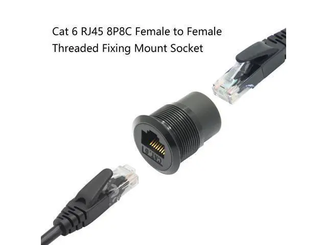Alt view image 5 of 7 - Vszerda RJ45 Cat 6 Panel Mount Connector Adapter, RJ45 Female to Female Through Module Threaded Fixing Mount Socket with Dustcap, Gigabit Network Ethernet Extension Coupler Adapter - 2Pcs