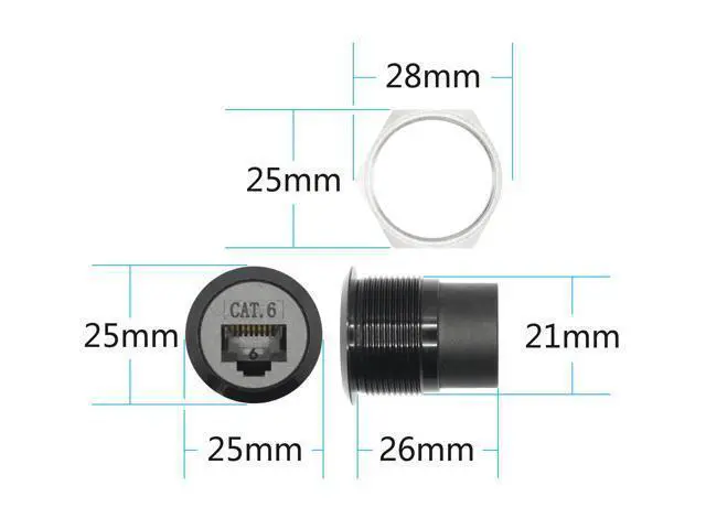 Alt view image 7 of 7 - Vszerda RJ45 Cat 6 Panel Mount Connector Adapter, RJ45 Female to Female Through Module Threaded Fixing Mount Socket with Dustcap, Gigabit Network Ethernet Extension Coupler Adapter - 2Pcs
