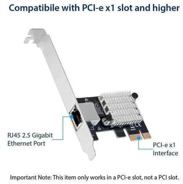Alt view image 4 of 12 - Vszerda 2.5 Gigabit Ethernet PCI Express PCI-E Network Interface Card 10/100/1000/25000 Mbps RJ45 LAN Intel I225 Chipset, Black (SY-PEX24076)