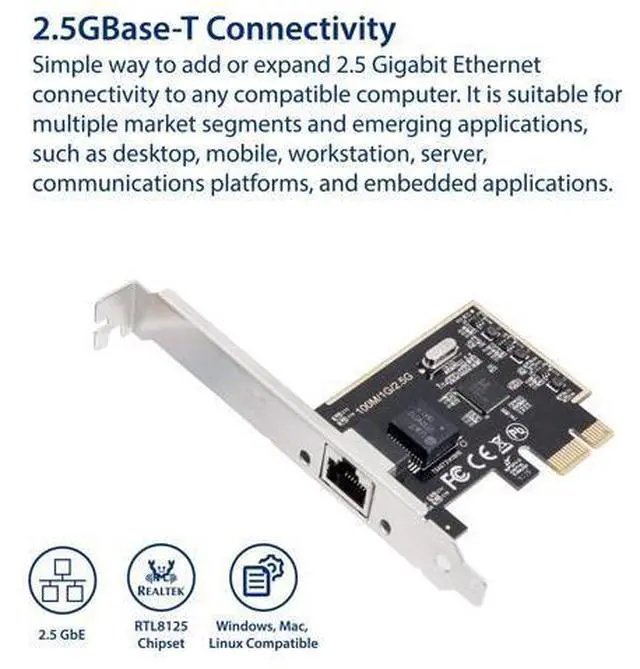 Alt view image 2 of 6 - Vszerda 2.5 Gigabit Ethernet PCI Express PCI-E Network Interface Card 10/100/1000/25000 Mbps RJ45 LAN SI-PEX24059