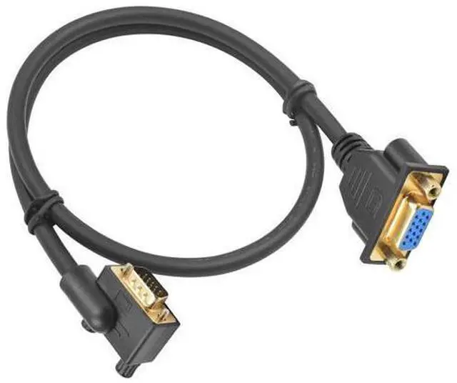 Main image of Vszerda VGA Extension Cable 1.5ft, 90 Degree Left Angle VGA 15 Pin Male to Female Extender Cable, HD15 Monitor Video Cable Support 1080P Full HD for PC Laptop TV Projector